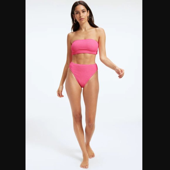 Good American Other - Good American NEW XS Size 0 Pink Jacquard Wave Cheeky Bikini Bottom